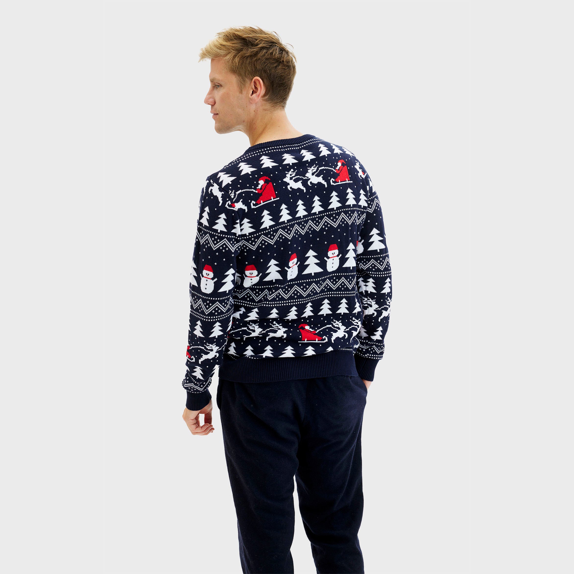 De Stijlvolle Kersttrui Navy - Heren.